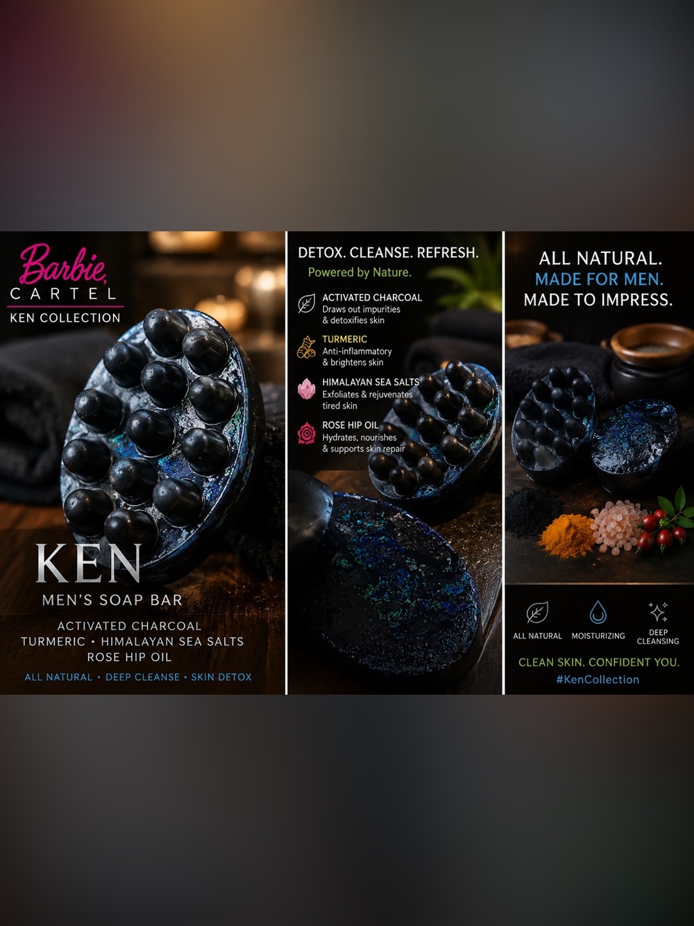 (3)Activated Charcoal Detox Body Bar – Black